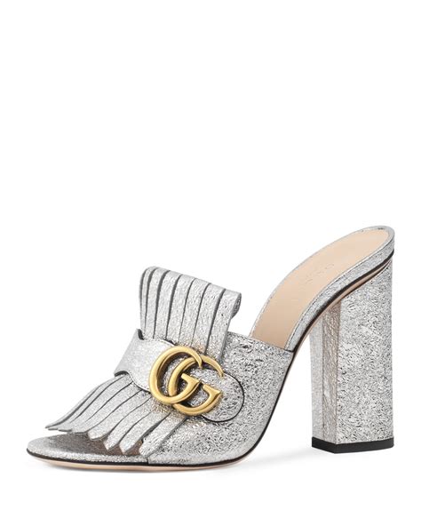 gucci marmont mules silver